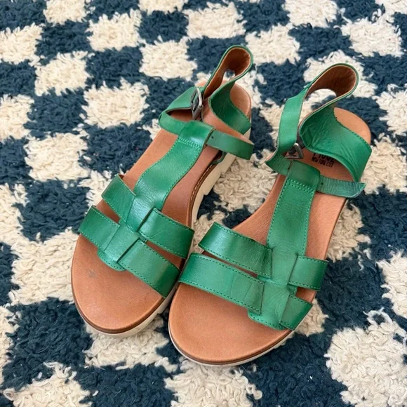 Miz Mooz margey Leather Strap Sandal Emerald Green Size 40 (US 9-9.5) - Picture 2 of 5
